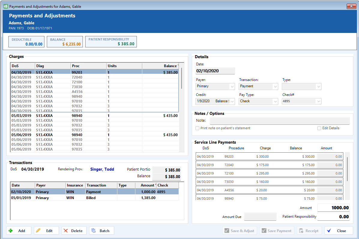 AllMed PM Payments and Adjustments